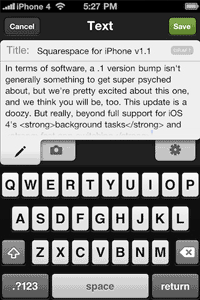iPhone应用中界面设计的优秀实例之Squarespace